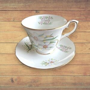 Duchess Fine Bone China March Floral cup and saucer collectible, made in England